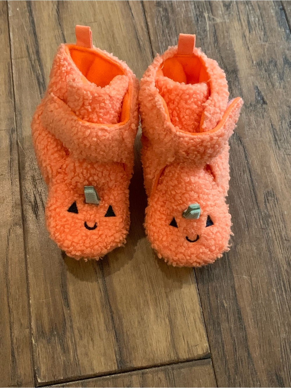Baby/Toddler  Plush Pumpkin/Jack-O-Lantern Slippers - Orange